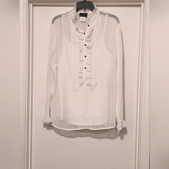 White Enclosed Tank Top Blouse - Picture 1 of 5